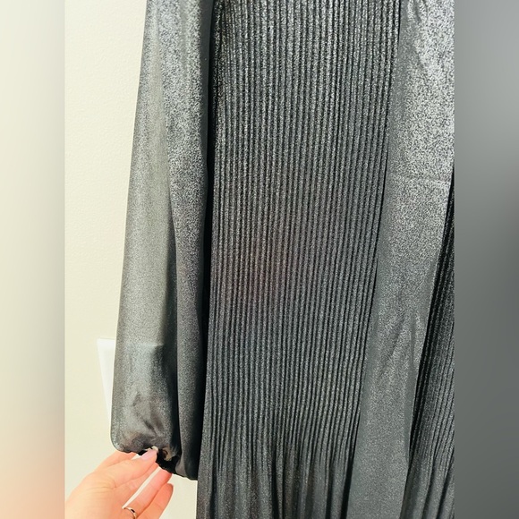 Nwt gorgeous Nanette Lapore sz 10 metallic gray shift dress with neck tie - Picture 5 of 7